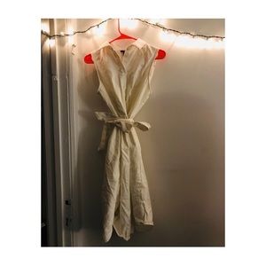 White Denim Sleeveless Button Front Dress